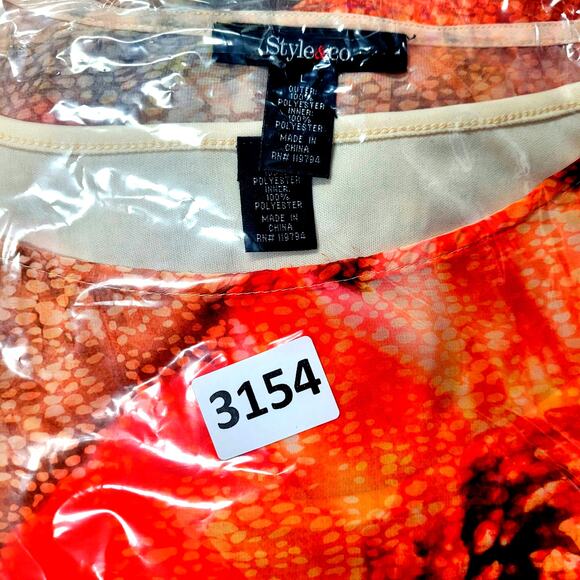 Styco Polyester Blouse Sz L; Orange with separate Tan Shell - Picture 7 of 7